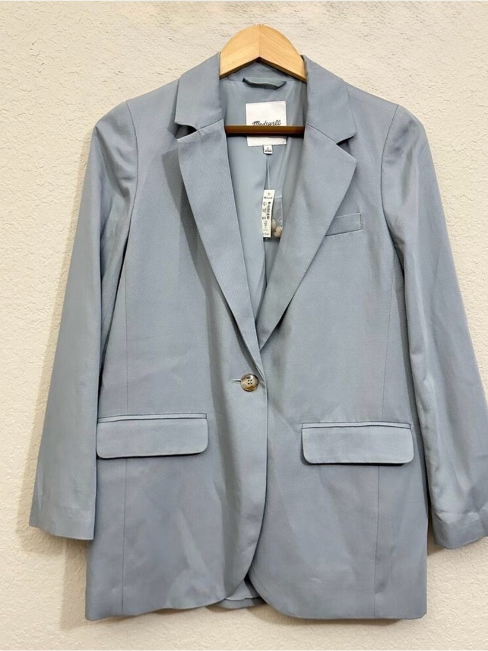 MADEWELL The Larsen Blazer Drapeweave Overcast Blue Business Preppy NWT